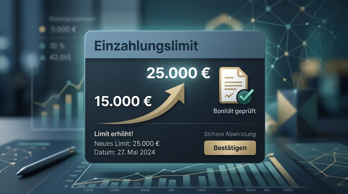 Darstellung der legalen Anhebung des Einzahlungslimits im regulierten Markt nach Bonitätsprüfung als seriöse Alternative