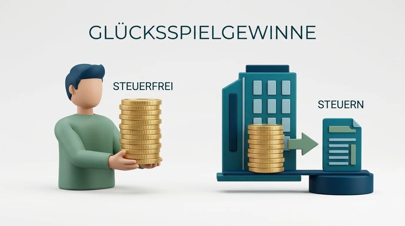 Veranschaulichung der Steuerfreiheit von Glücksspielgewinnen für Spieler bei gleichzeitiger Steuerlast auf Seiten der Anbieter
