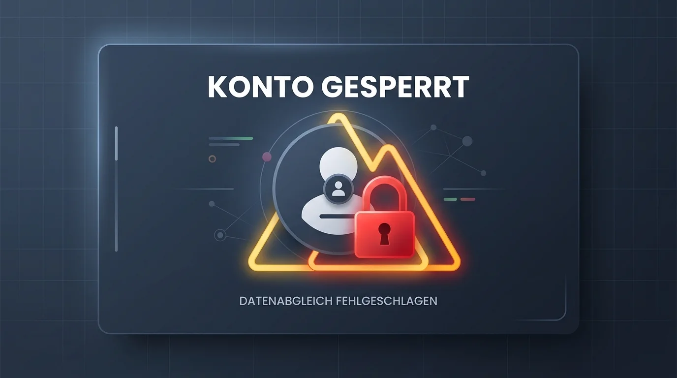Gesperrtes Benutzerkonto mit Warnsymbol als Folge eines fehlgeschlagenen Datenabgleichs