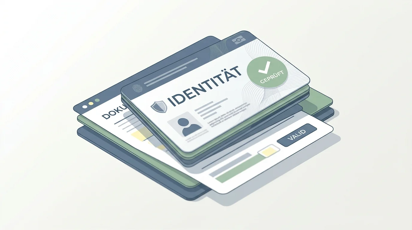 Dokumente und Prüfhaken als Symbol für KYC- und AML-Pflichten lizenzierter Anbieter