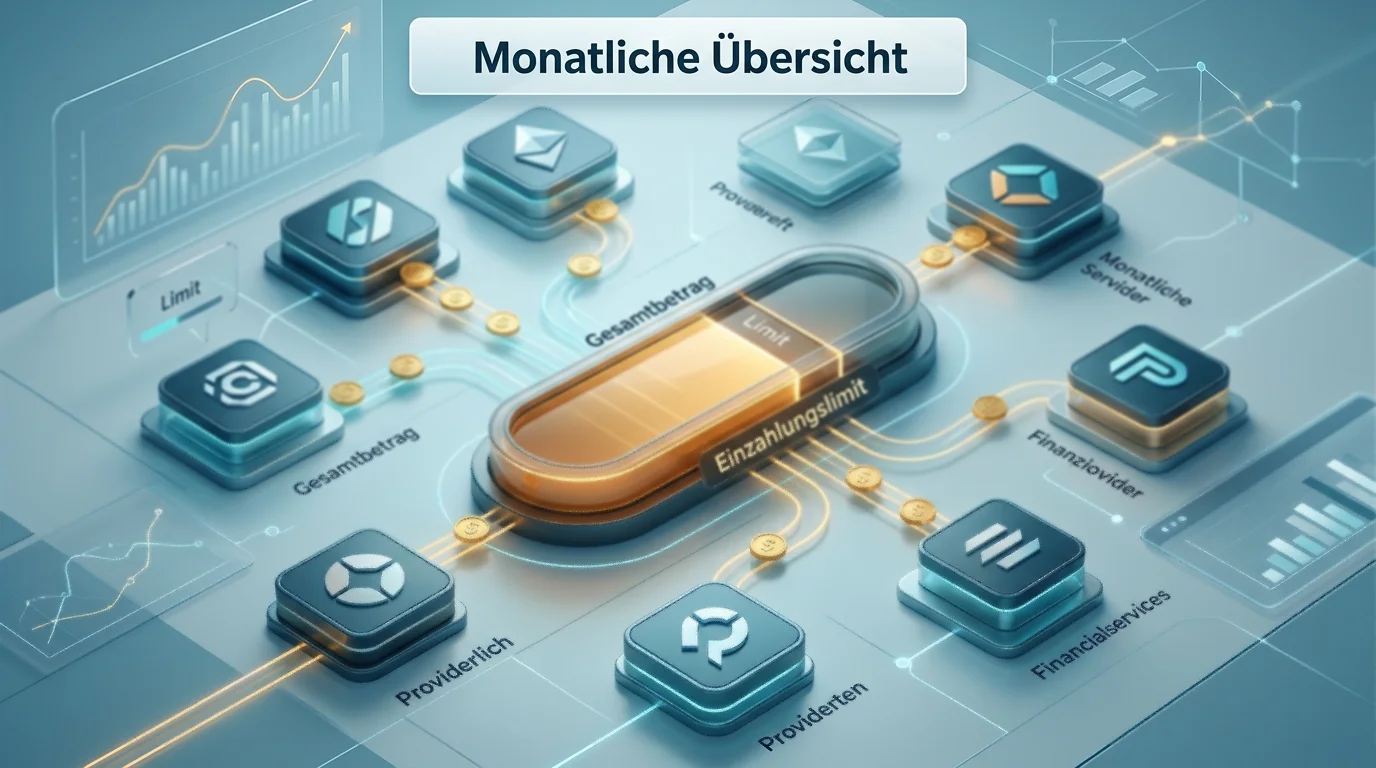 Darstellung des anbieterübergreifenden monatlichen Einzahlungslimits, das sich über mehrere Anbieter hinweg aufsummiert