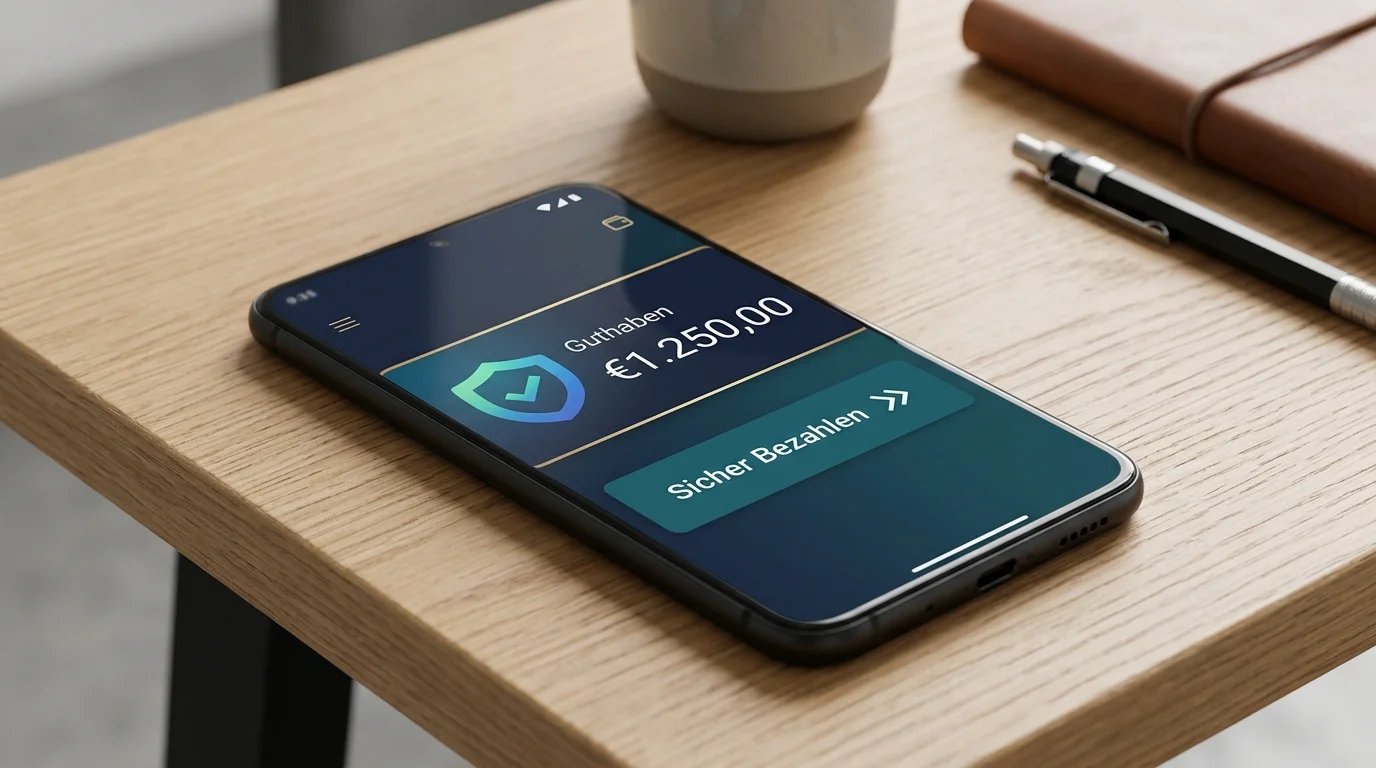 Digitale Geldbörse auf einem Smartphone als Symbol für E-Wallet-Zahlungen in Offshore-Casinos