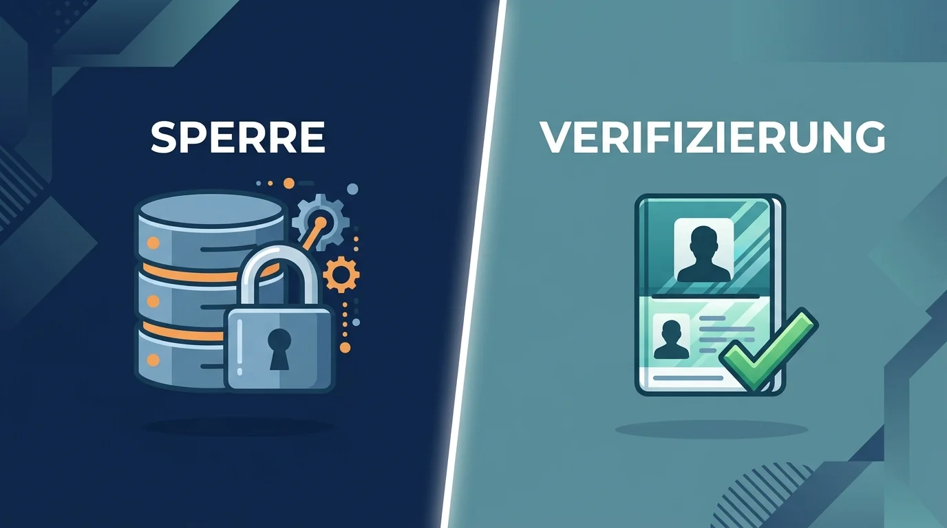 Gegenüberstellung zweier getrennter Prüfsysteme als Symbol für den Unterschied zwischen OASIS und Verifizierung