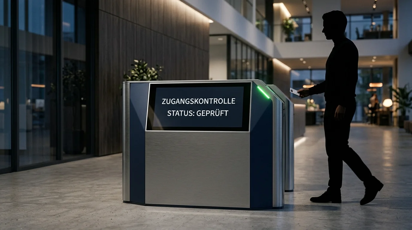 Symbolisches Tor mit Statusprüfung, das die reine Zugangskontrollfunktion der Spielersperrdatei ohne Bezug zu Einzahlungslimits zeigt