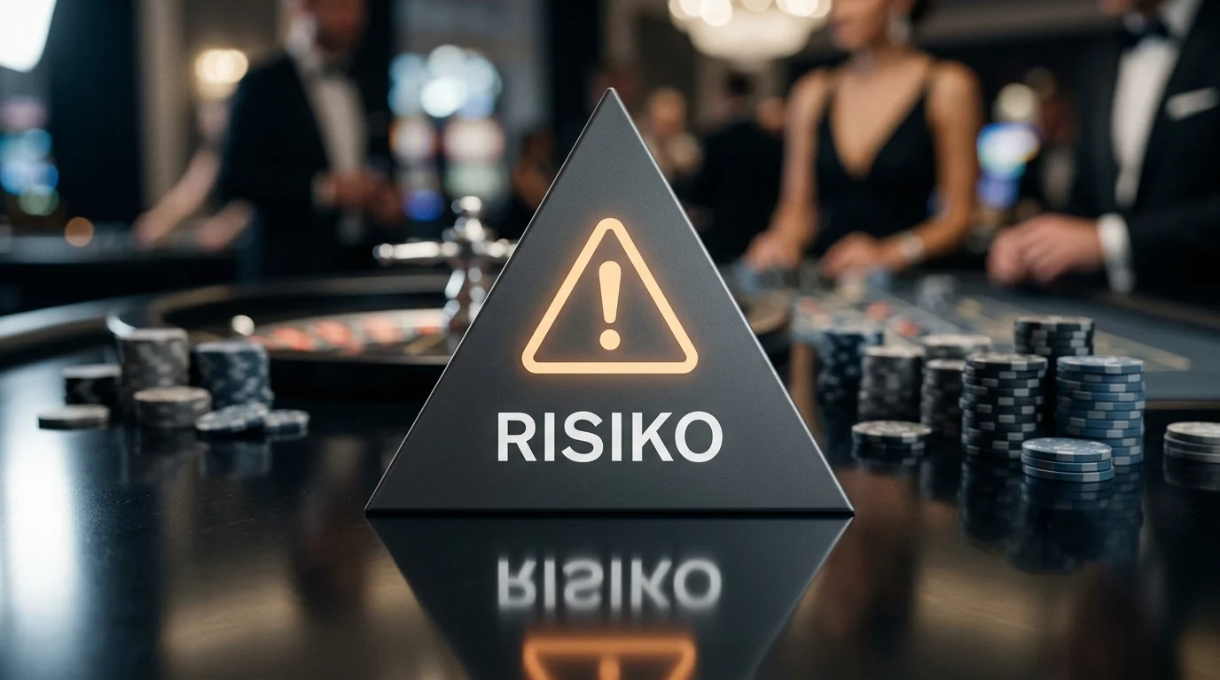 Warnsymbolik für Risiken bei Offshore-Casinos ohne zentralen Spielerschutz